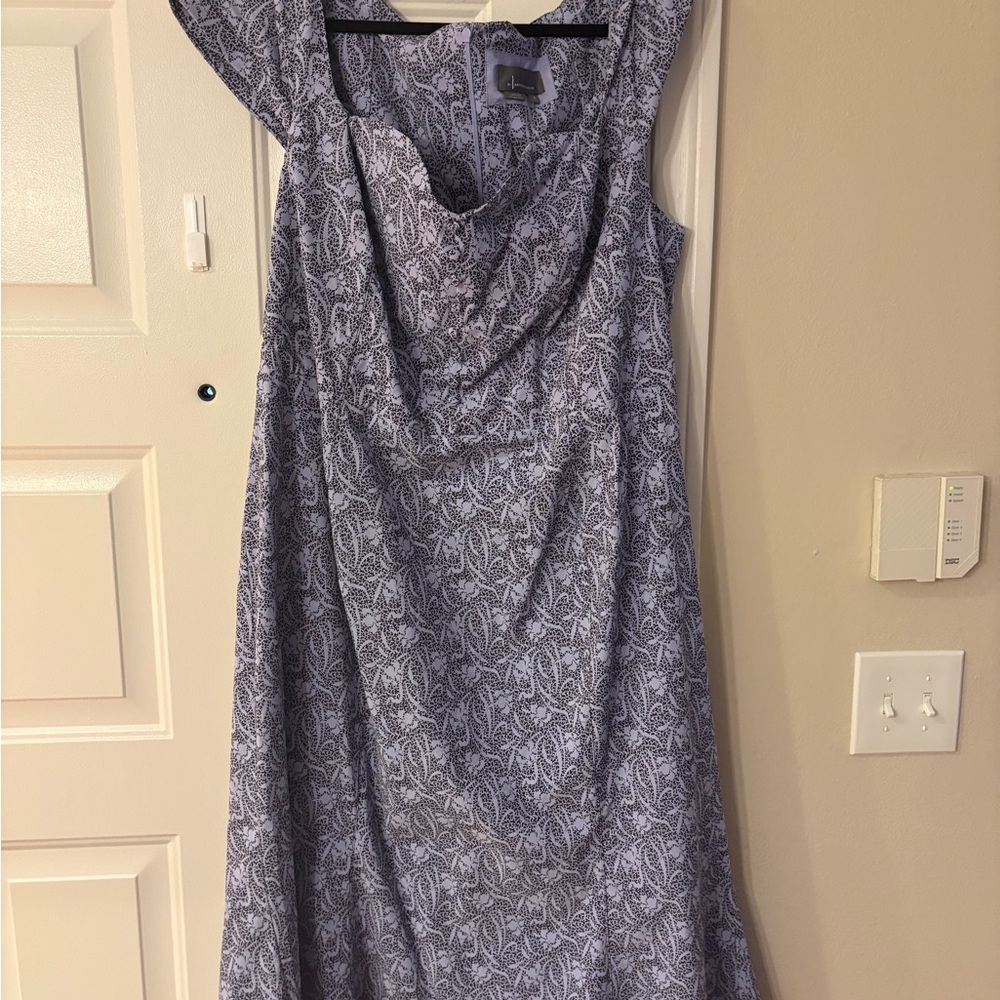 Anthropologie Lavender and Black Patterned Plus Dress